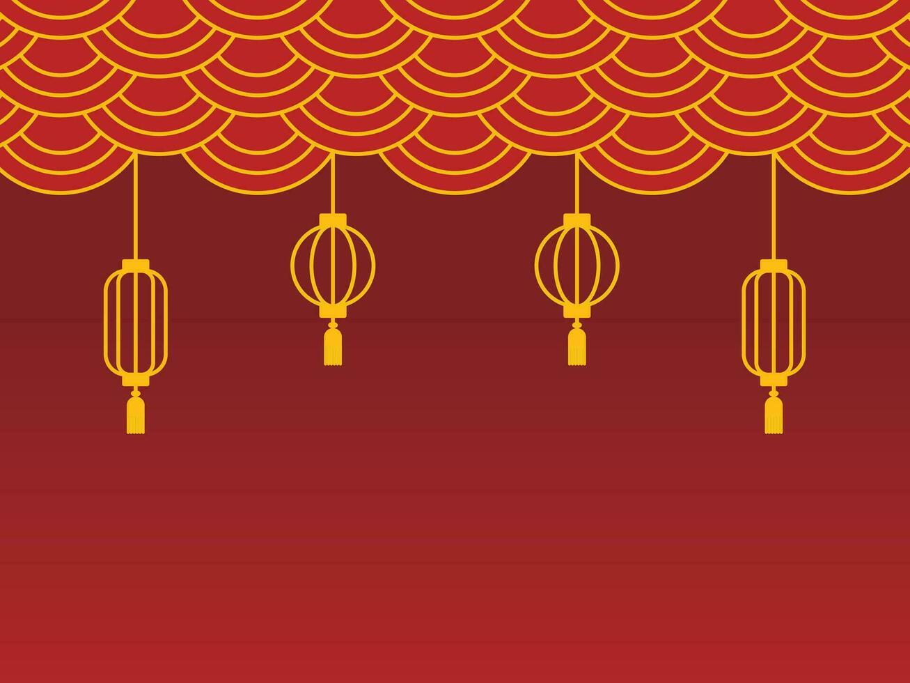 gelukkig Chinese nieuw jaar ornament met traditioneel lantaarn vector illustratie ontwerp.