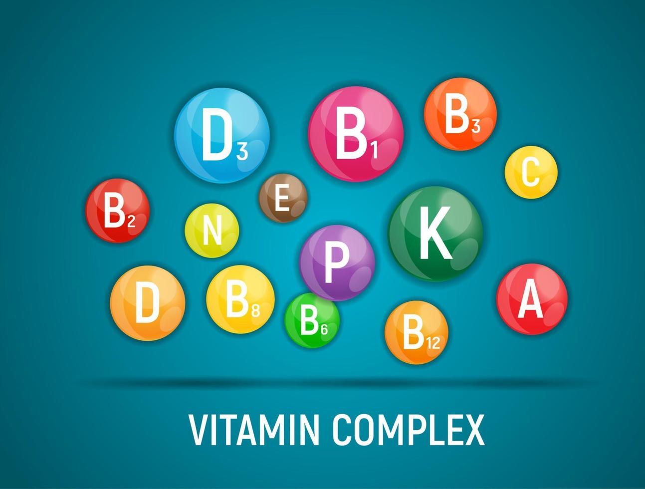 vitamine- en antioxidantencomplex. vector illustratie