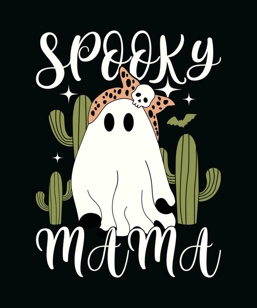 spookachtig mama. afdrukken sjabloon en t overhemd ontwerp vector