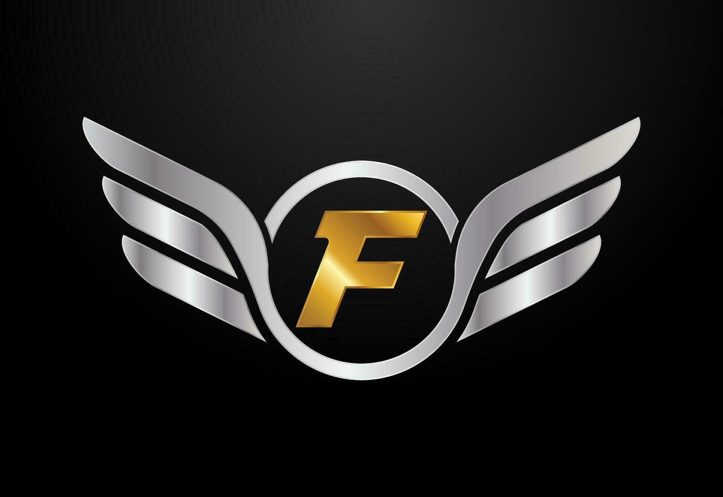 Engels alfabet f met Vleugels logo ontwerp. auto en automotive vector logo concept