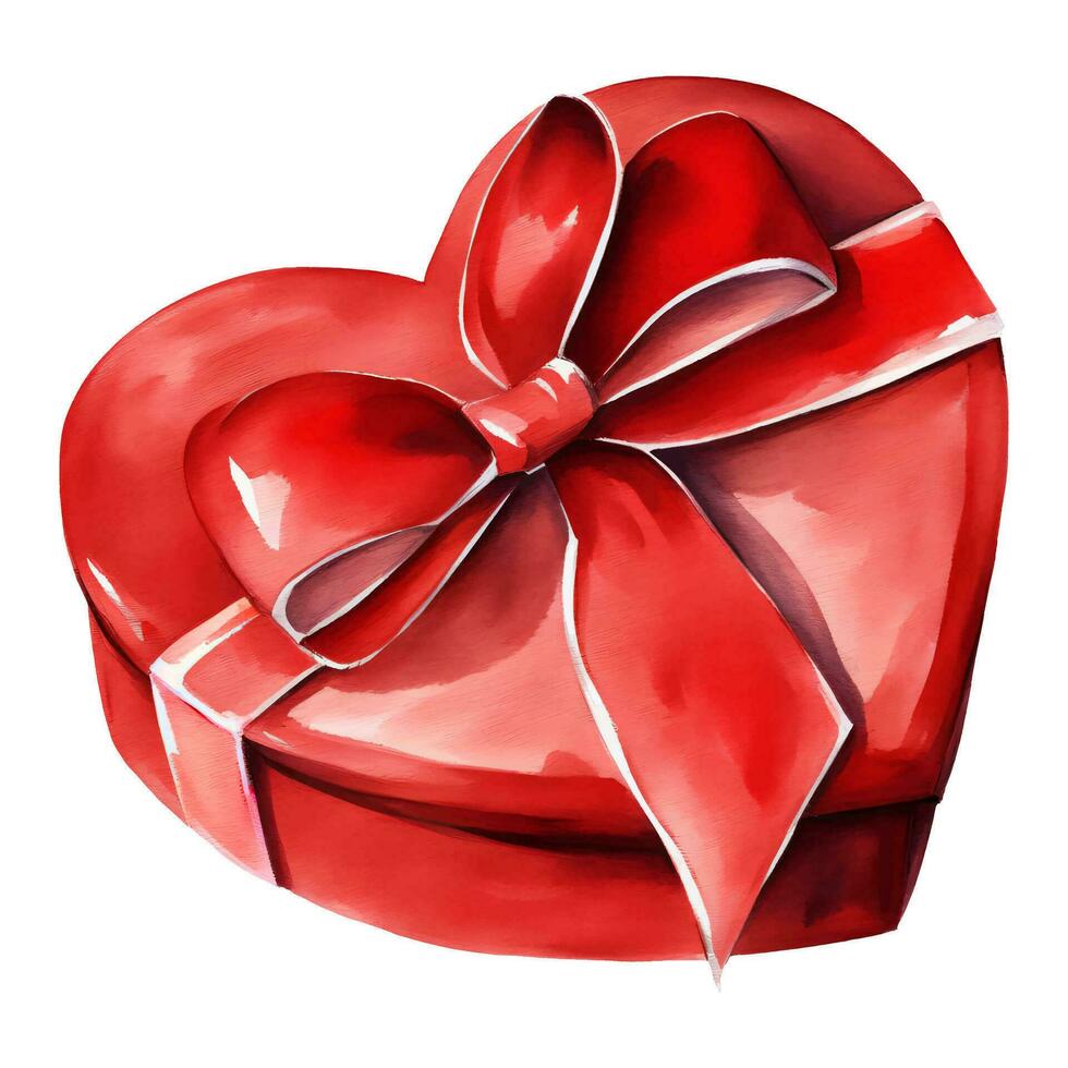 liefde vormig prijs doos of rood geschenk doos geïsoleerd hand- getrokken waterverf schilderij illustratie vector