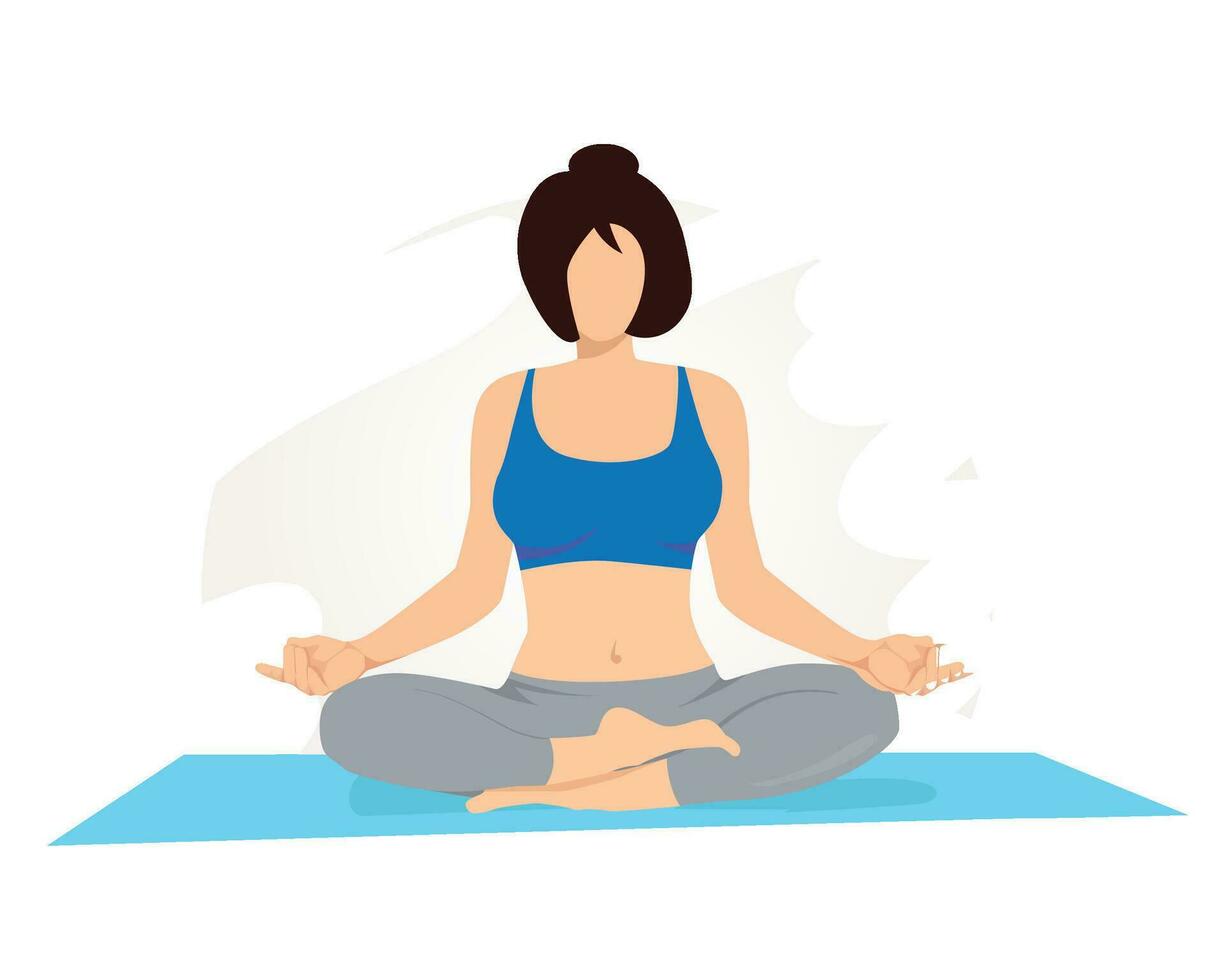 vrouw aan het doen meditatie, kom tot rust, recreatie, gezond levensstijl vector