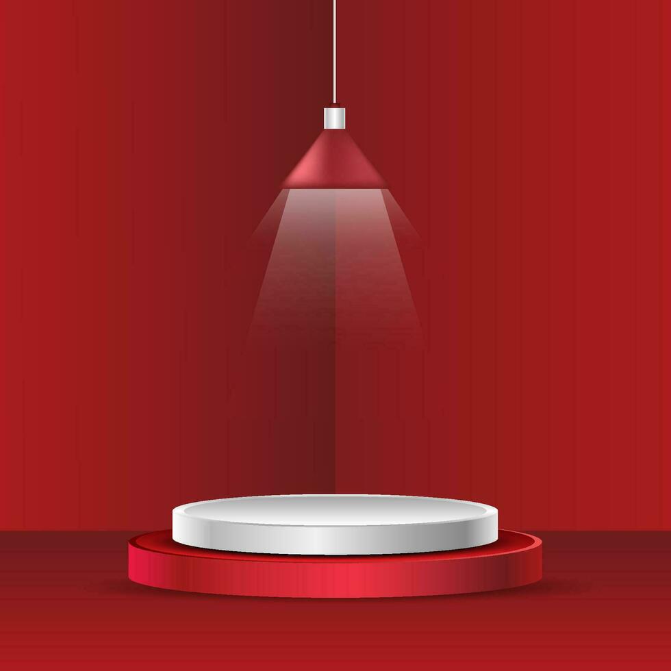 rood kleur cilinder voetstuk podium vector