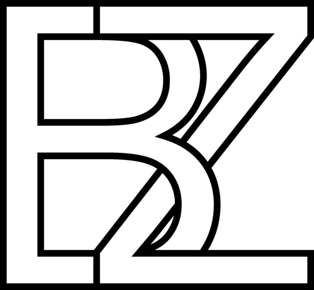 logo teken bz, zb icoon teken twee doorweven brieven b, z vector