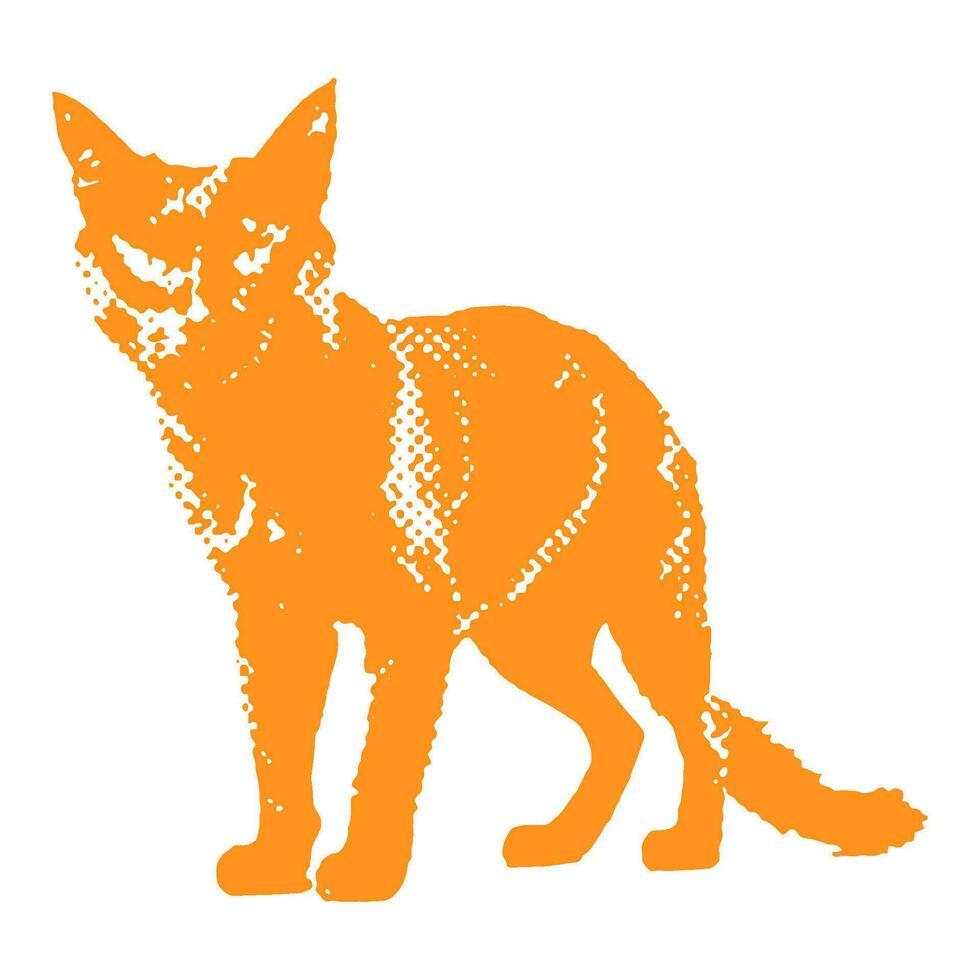 zwart kat - halloween halftone stippel realistisch clip art. offset structuur wijnoogst illustratie in 90s grunge stijl vector