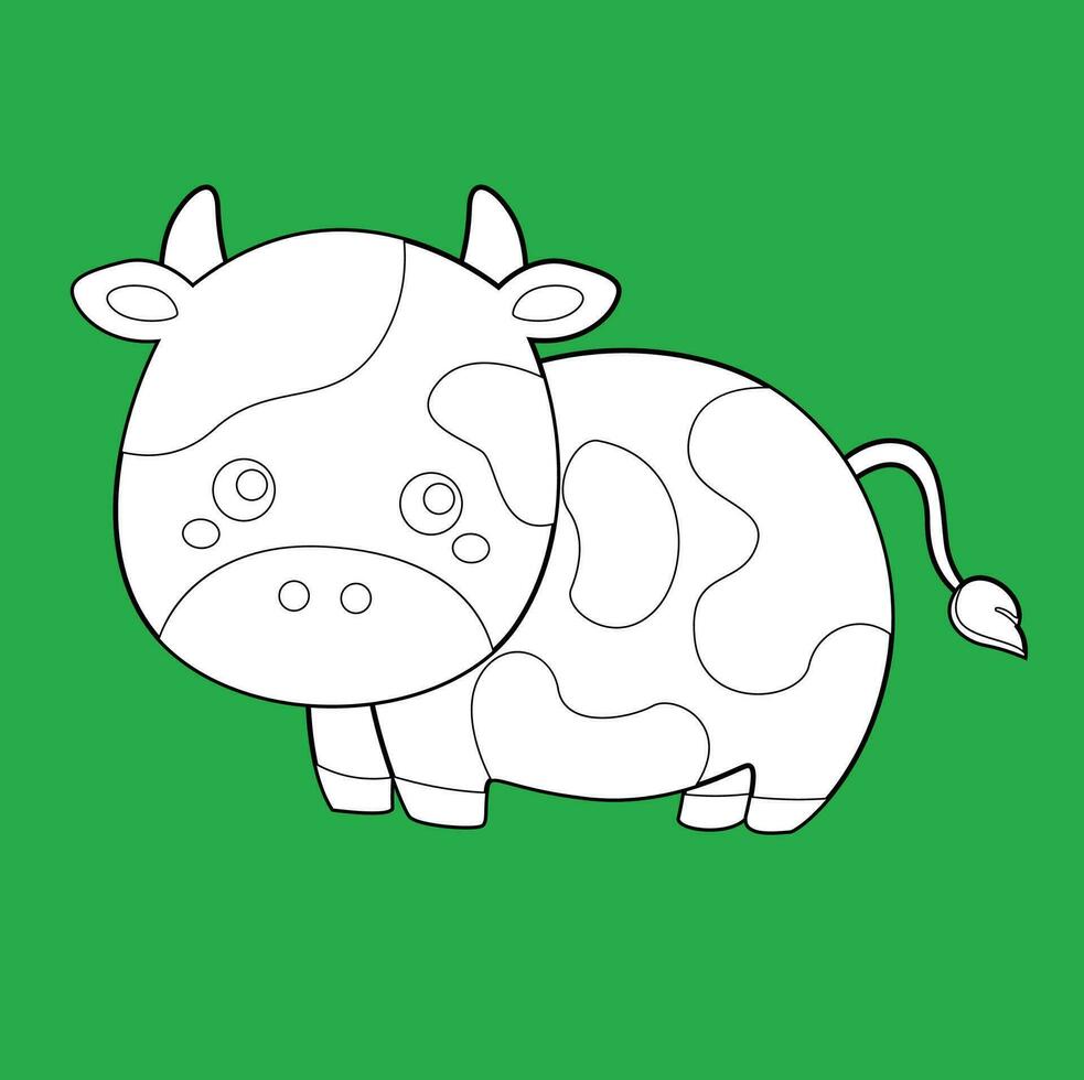 schattig koe boerderij dier tekenfilm digitaal postzegel schets vector