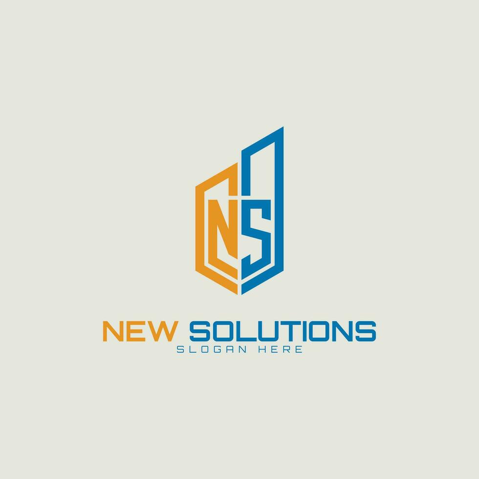 NS brief gebouw logo. gemakkelijk en modern. vector