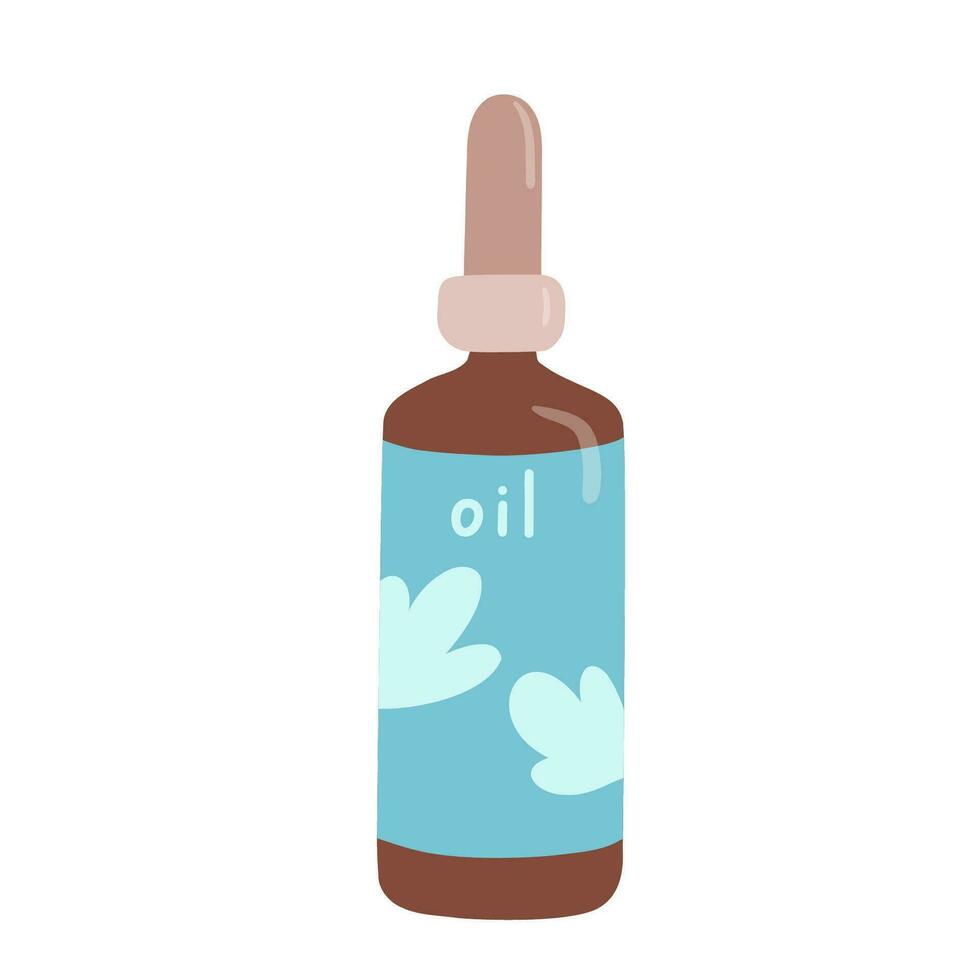 huid zorg Product, olie. vlak tekenfilm kunstmatig, kleur hand- getrokken illustratie vector