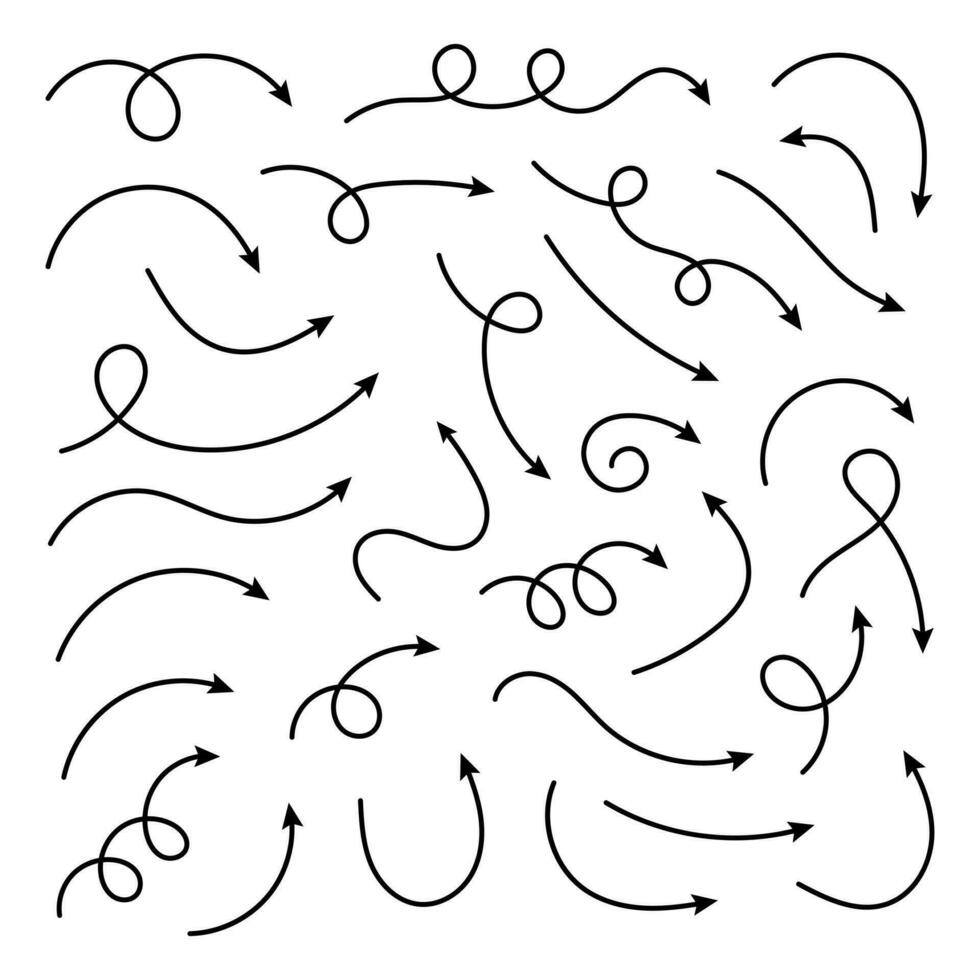 dun gebogen stippel pijl. zigzag pijl strepen ontwerp met stippel lijnen. dun pijlen. vector illustratie.