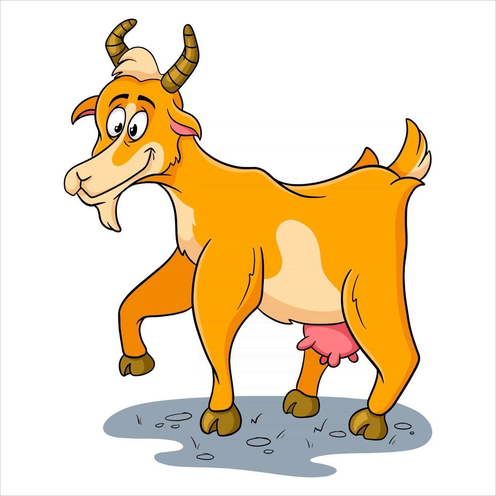dierlijke karakter grappige geit in cartoon-stijl vector