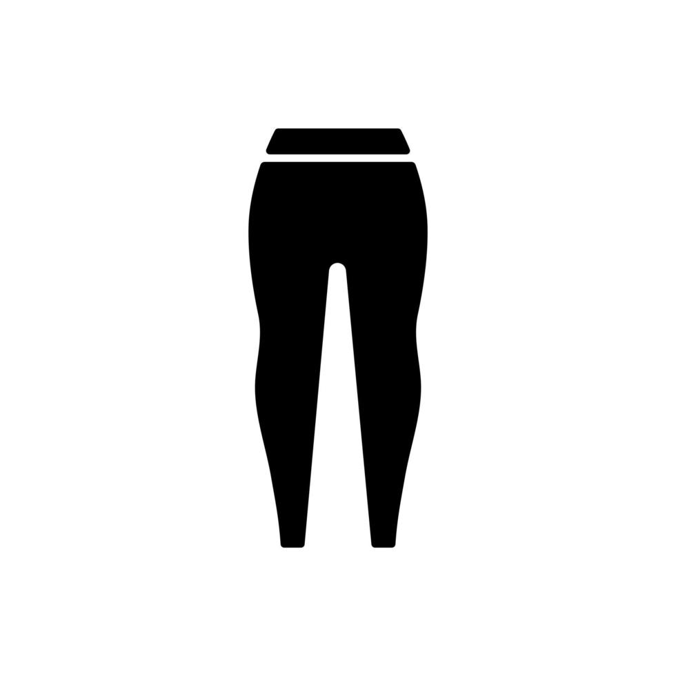 legging zwart glyph pictogram. vrouwelijke trendy joggingbroek. strakke broek voor dames. stijlvolle sportkleding. comfortabele huis- en nachtkleding. silhouet symbool op witte ruimte. vector geïsoleerde illustratie