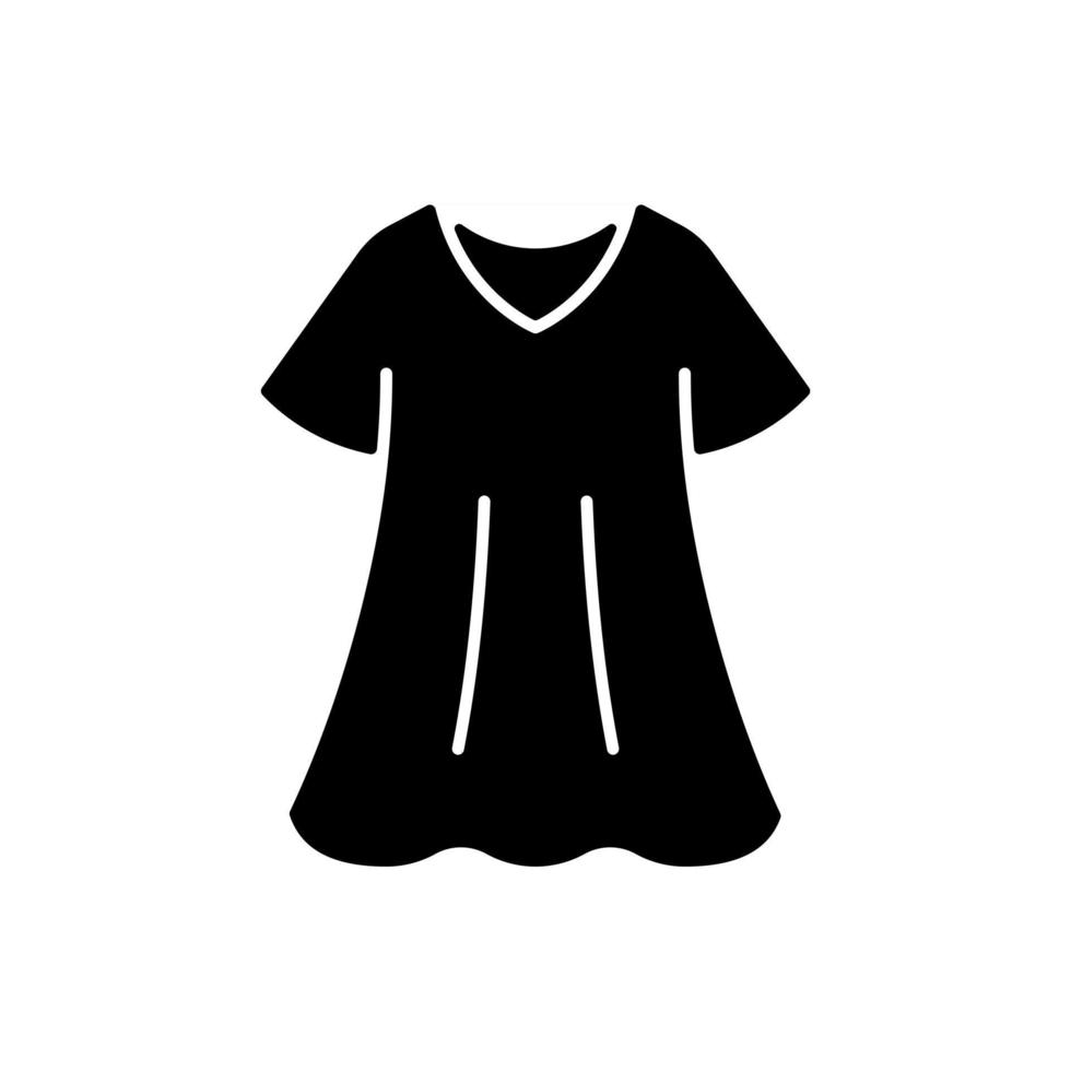 sportieve jurk zwarte glyph icoon. elegante loungewear voor dames. oversized trendy jurk. comfortabele huis- en nachtkleding. silhouet symbool op witte ruimte. vector geïsoleerde illustratie