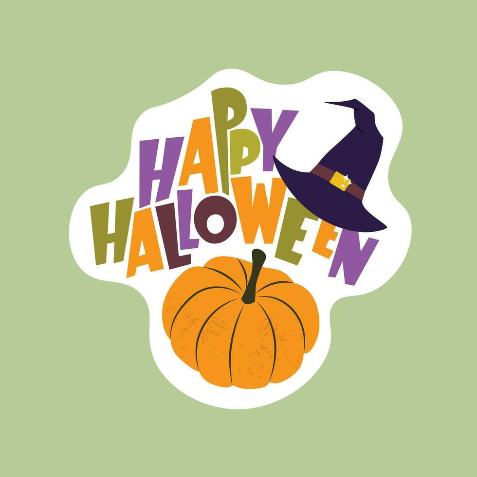 halloween themed geïsoleerd sticker met belettering gelukkig halloween vector