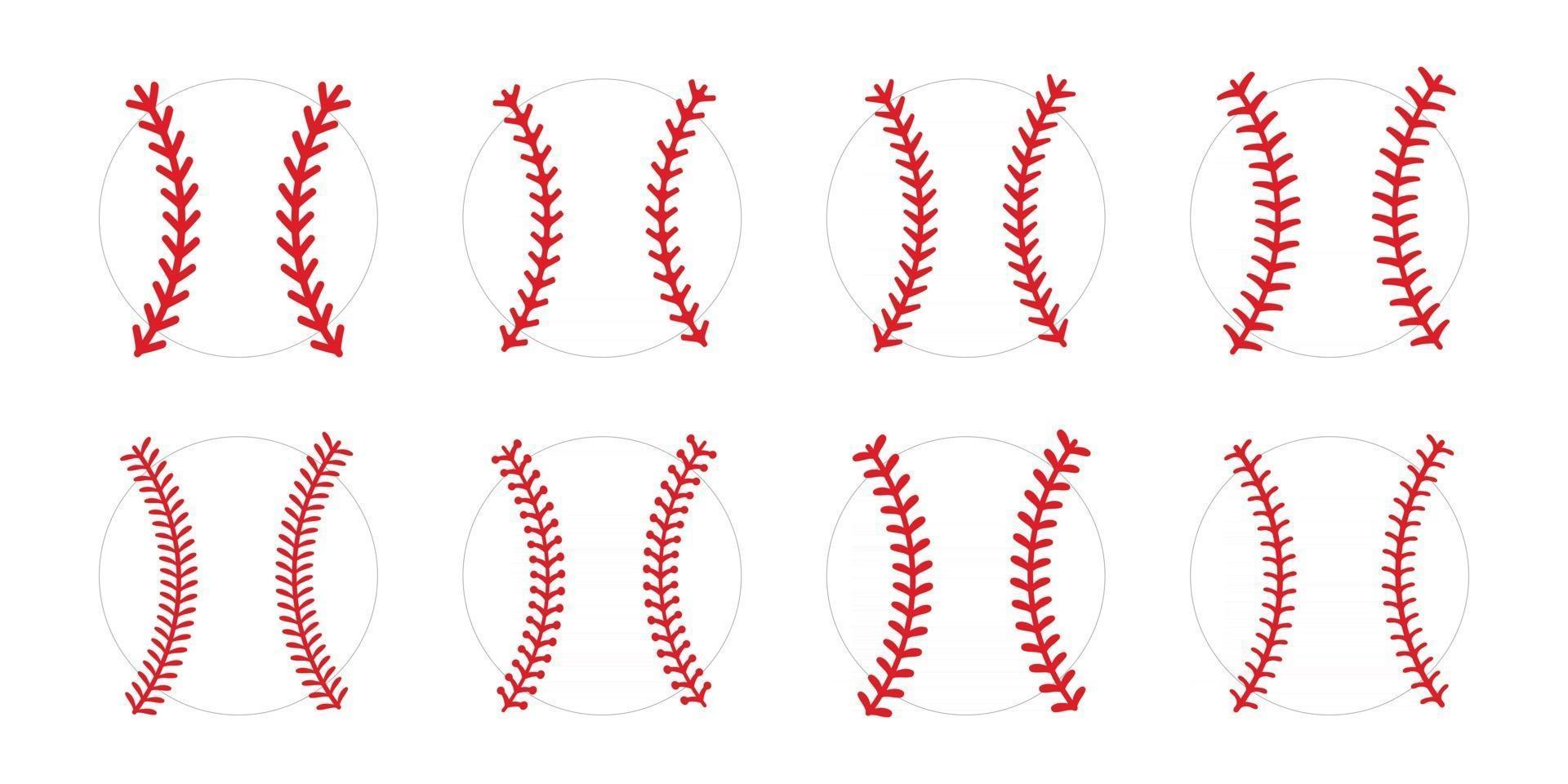de rode steek of stiksels van het honkbal geïsoleerd op een witte achtergrond. vector