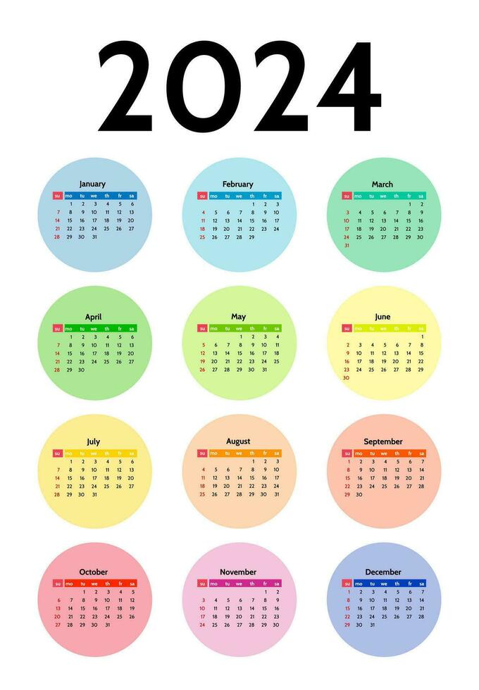 kalender voor 2024 geïsoleerd Aan een wit achtergrond vector