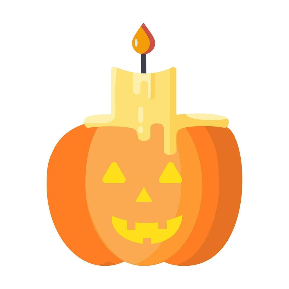 kaars pompoen, halloween decoratie Aan wit achtergrond, blij halloween decoratie element,vector illustratie vector