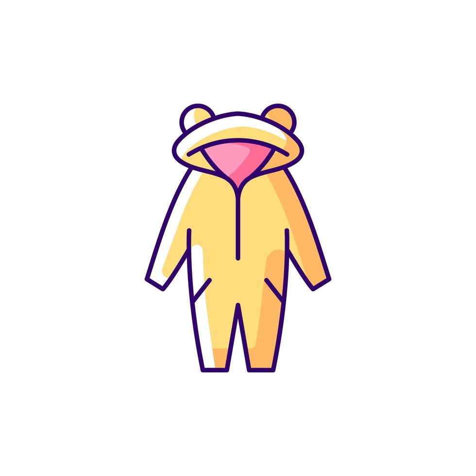 kigurumi geel rgb-kleurpictogram. grappige jumpsuit voor kinderen. Halloween tijger kostuum voor kinderen. geïsoleerde vectorillustratie. comfortabele huis- en nachtkleding eenvoudige gevulde lijntekening vector