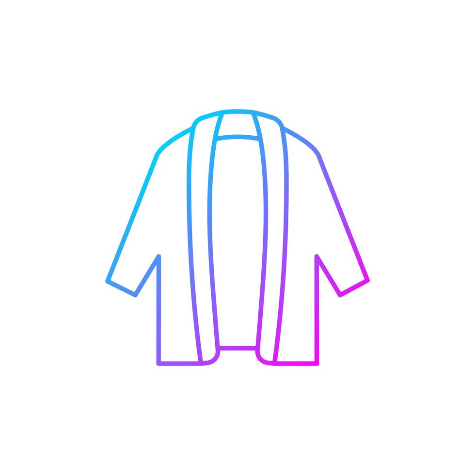 lang vest gradiënt lineaire vector pictogram. oversized trendy jasje. unisex stijlvolle outfit. comfortabele kleding voor thuis. dunne lijn kleur symbolen. moderne stijlpictogram. vector geïsoleerde overzichtstekening