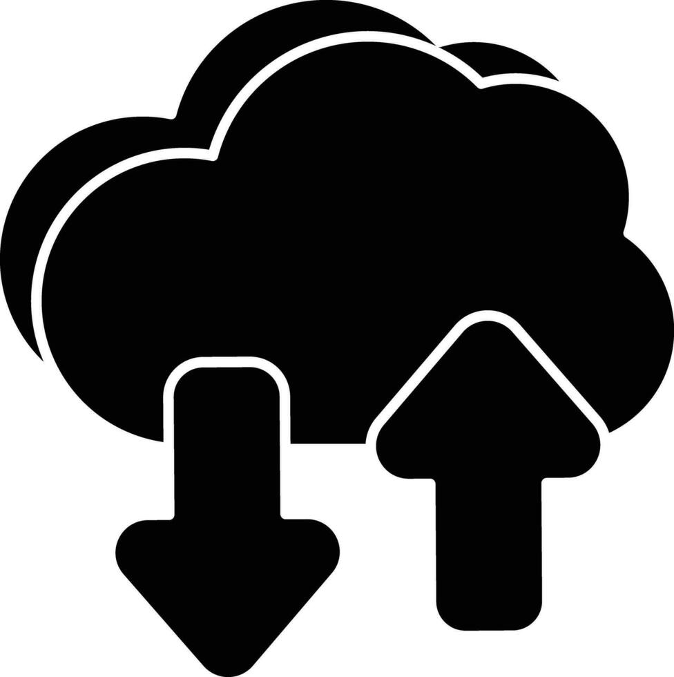 wolk gegevens overdracht glyph pictogrammen ontwerp stijl vector