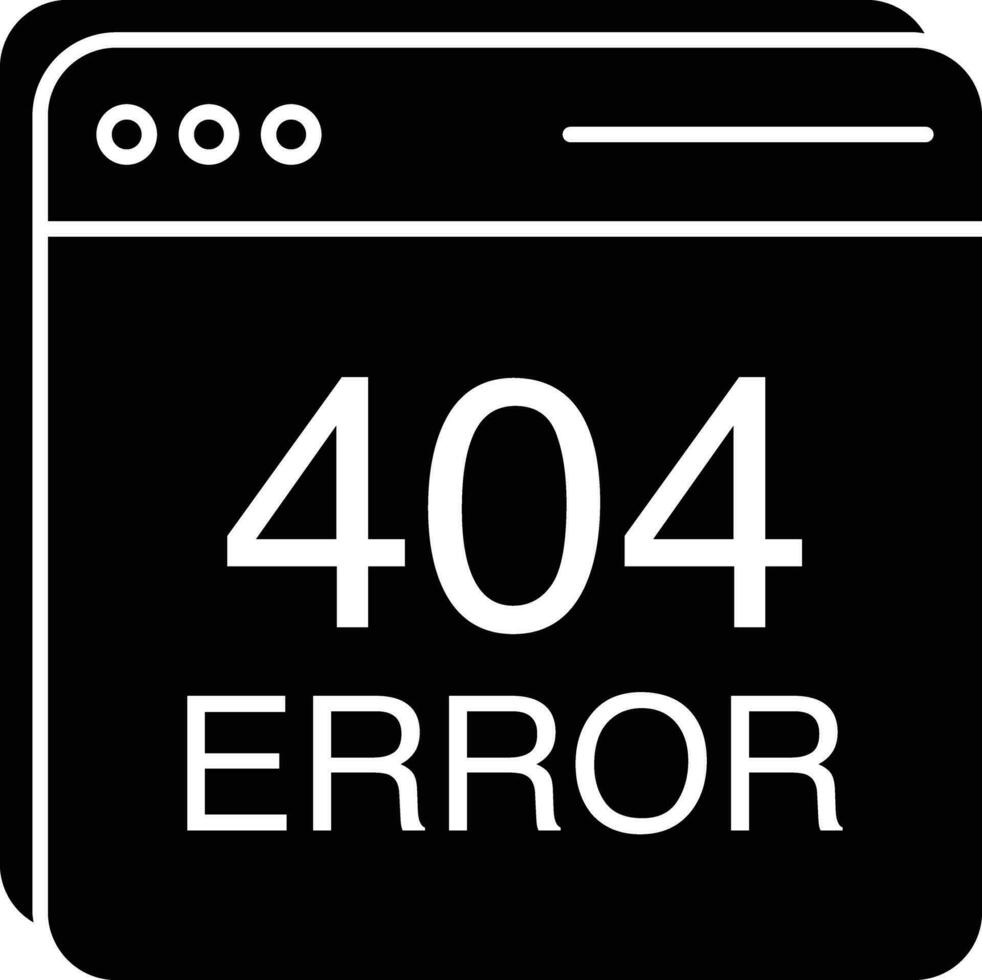 404 fout glyph pictogrammen ontwerp stijl vector