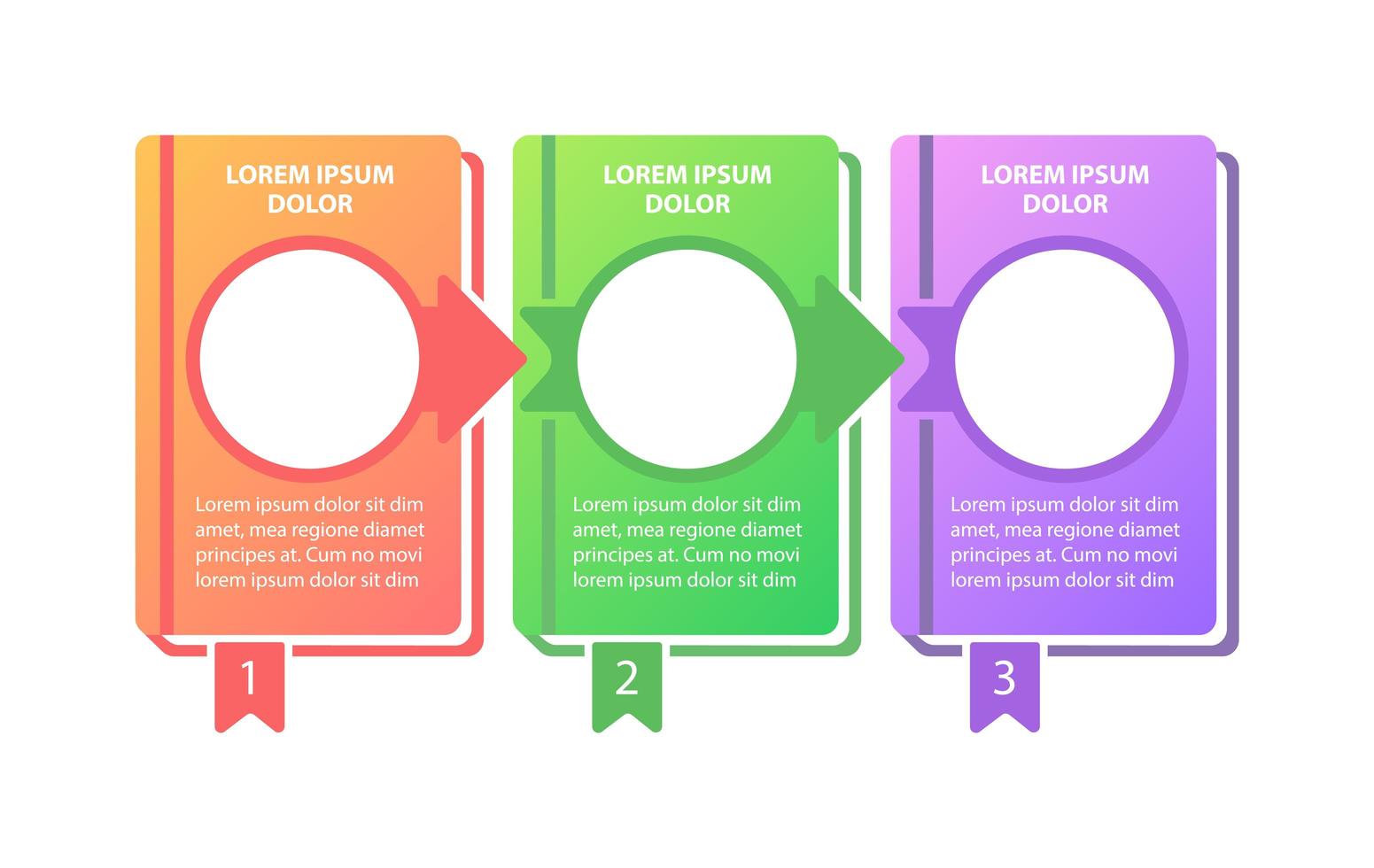 educatief onderzoek vector infographic sjabloon. leerstappen presentatie ontwerpelementen met tekstruimte. datavisualisatie met 3 stappen. proces tijdlijn grafiek. workflow-indeling met copyspace