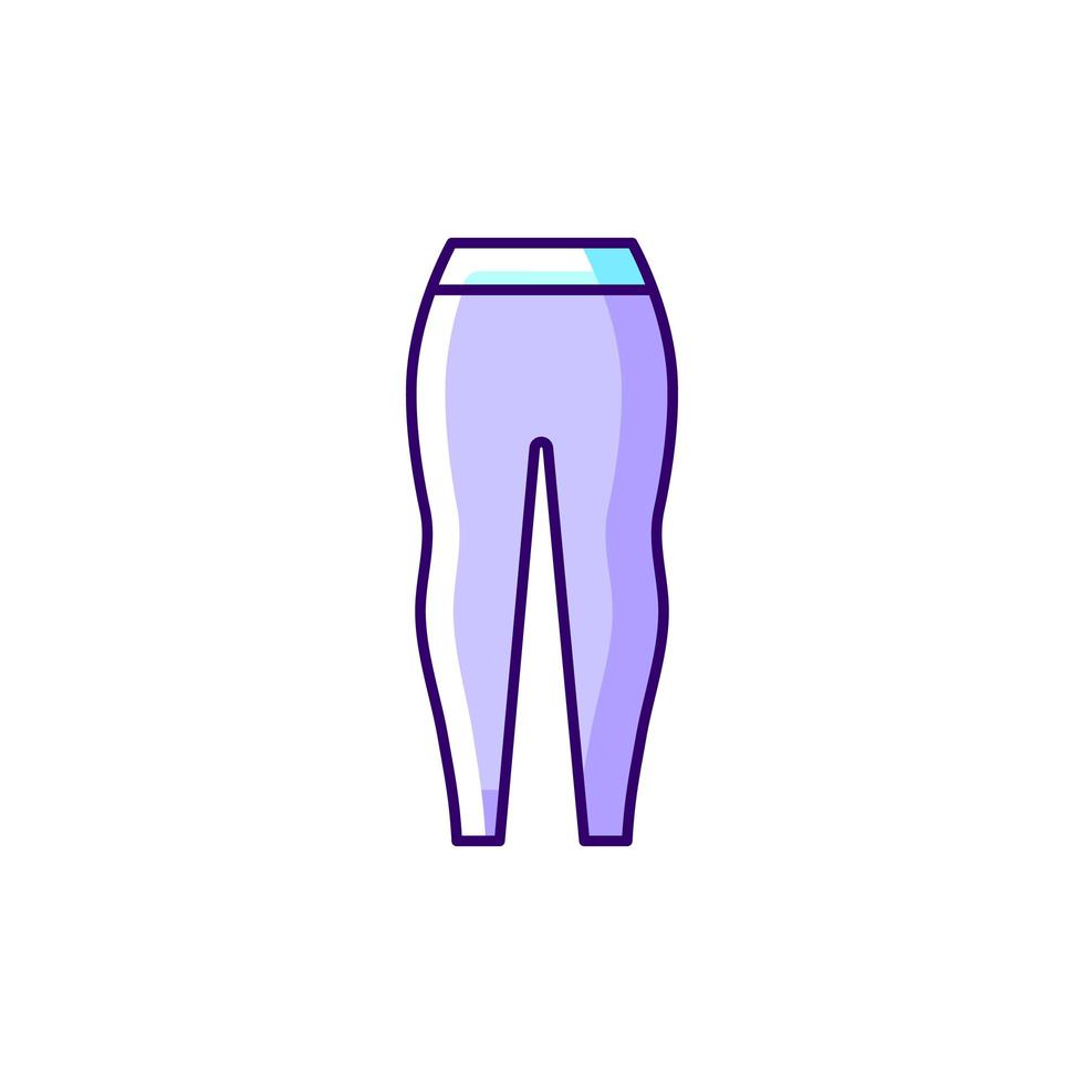 legging paars rgb kleur icoon. vrouwelijke trendy joggingbroek. strakke broek voor dames. stijlvolle sportkleding. geïsoleerde vectorillustratie. comfortabele huis- en nachtkleding eenvoudige gevulde lijntekening vector