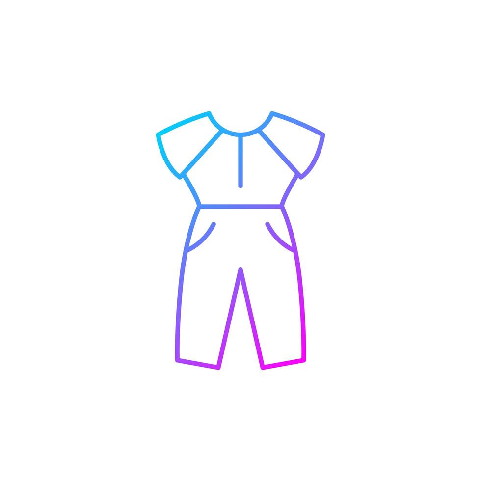 jumpsuit kleurovergang lineaire vector pictogram. vrouwelijke outfit. dames sportkleding. trendy kleding voor dames. stijlvol kledingstuk. dunne lijn kleur symbolen. moderne stijlpictogram. vector geïsoleerde overzichtstekening