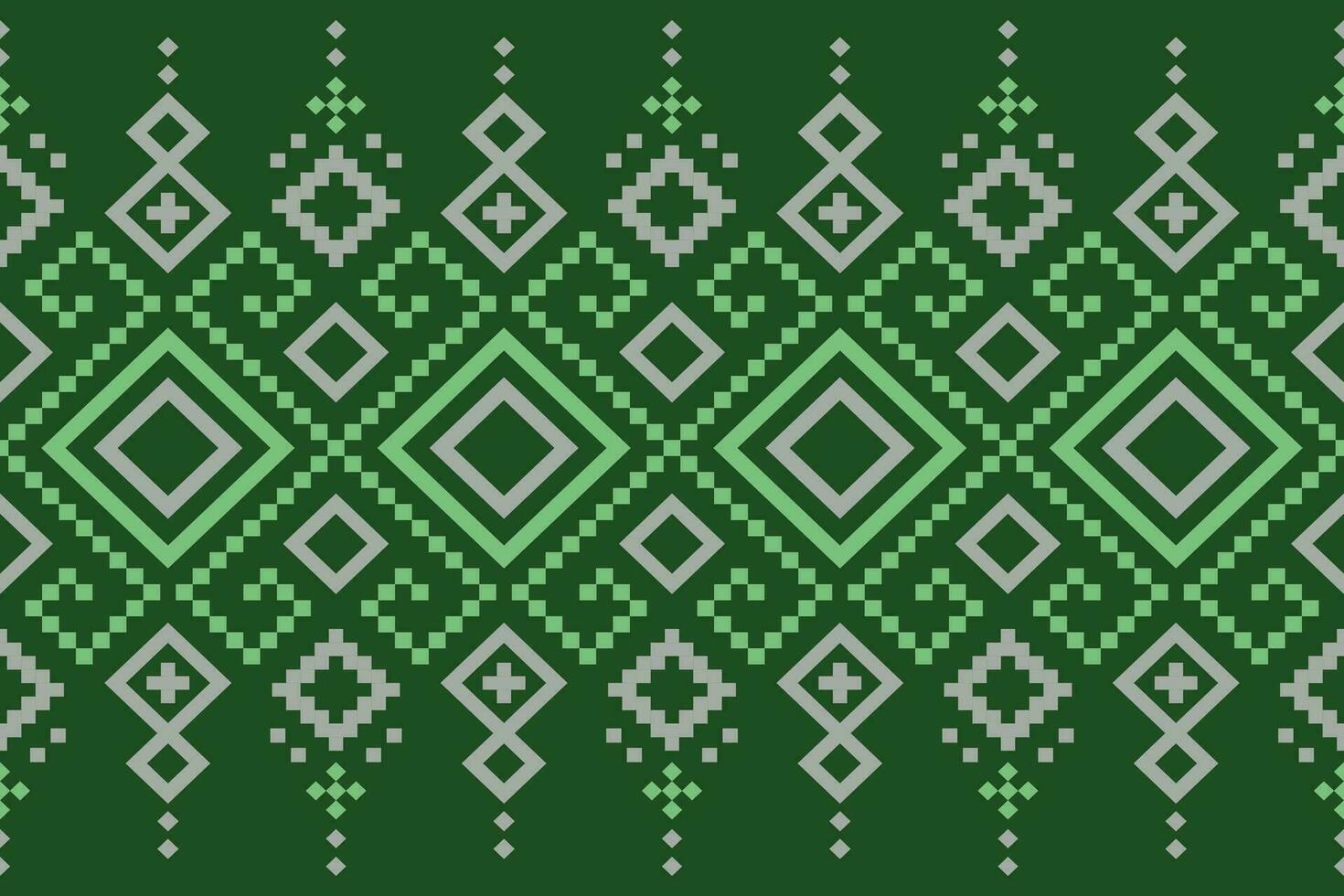 groen kruis steek kleurrijk meetkundig traditioneel etnisch patroon ikat naadloos patroon grens abstract ontwerp voor kleding stof afdrukken kleding jurk tapijt gordijnen en sarong aztec Afrikaanse Indisch Indonesisch vector