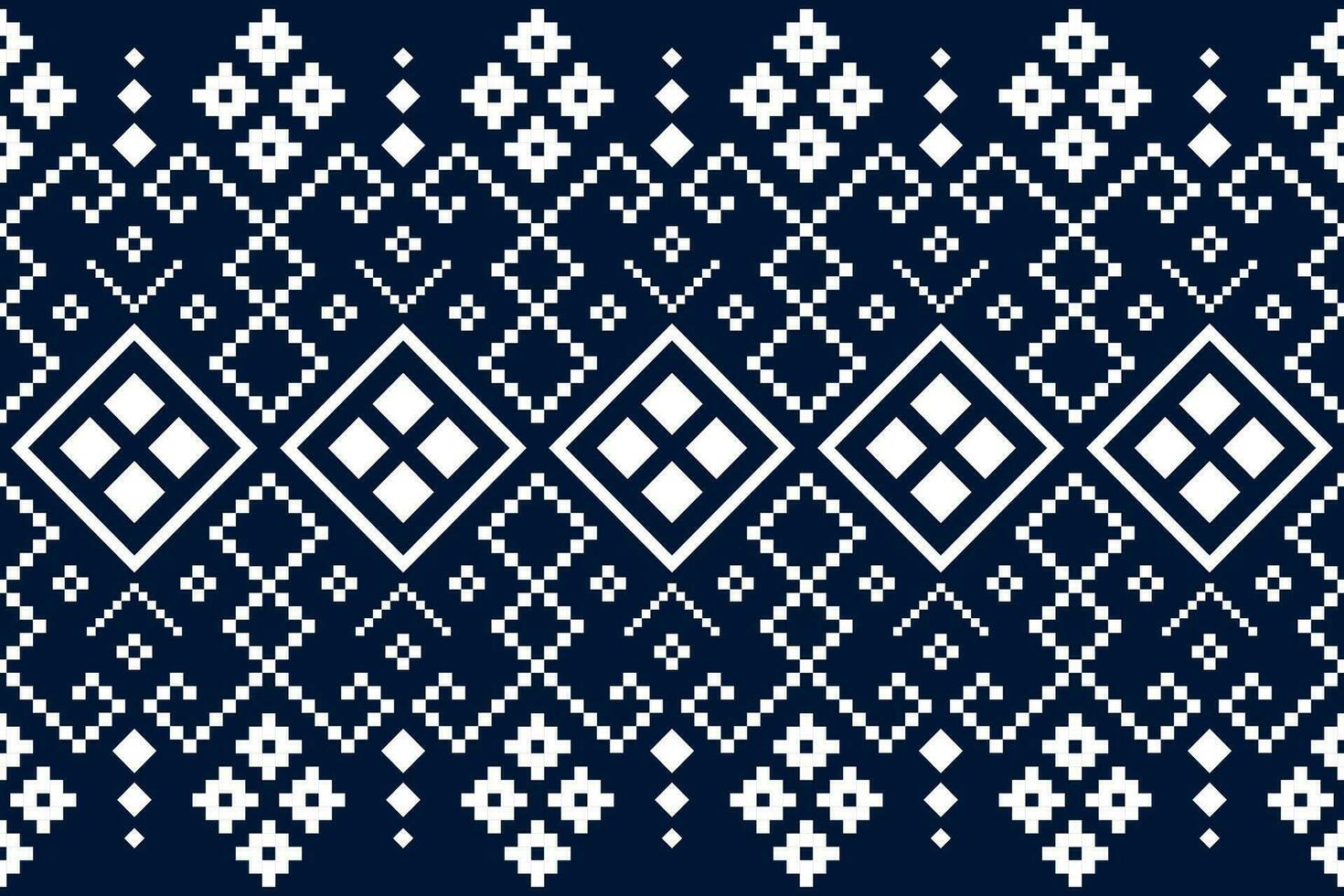 indigo marine blauw meetkundig traditioneel etnisch patroon ikat naadloos patroon grens abstract ontwerp voor kleding stof afdrukken kleding jurk tapijt gordijnen en sarong aztec Afrikaanse Indisch Indonesisch vector