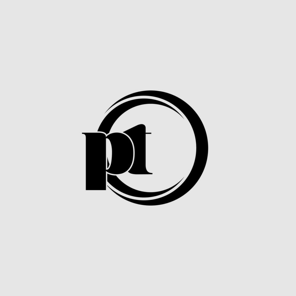 brieven pt gemakkelijk cirkel gekoppeld lijn logo vector