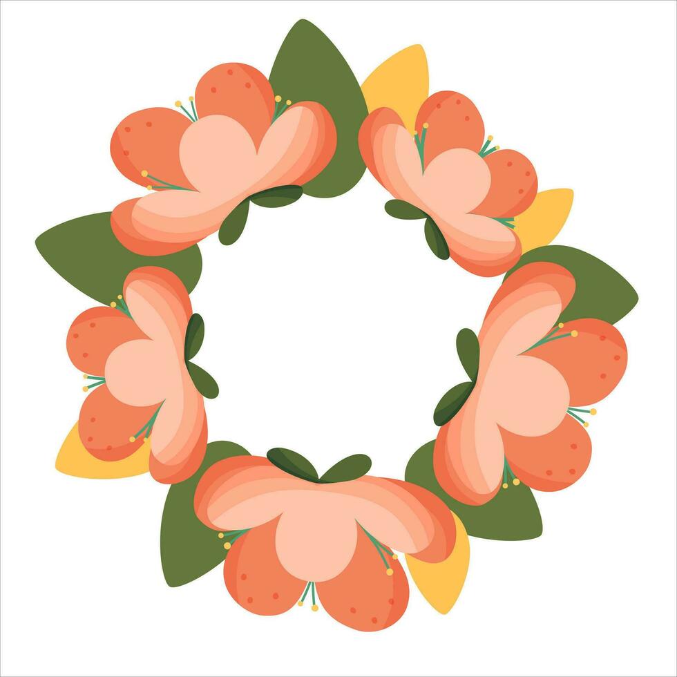 roos bloem krans geïsoleerd Aan wit achtergrond vector illustratie. midzomer vakantie achtergrond concept. roze bloemen.