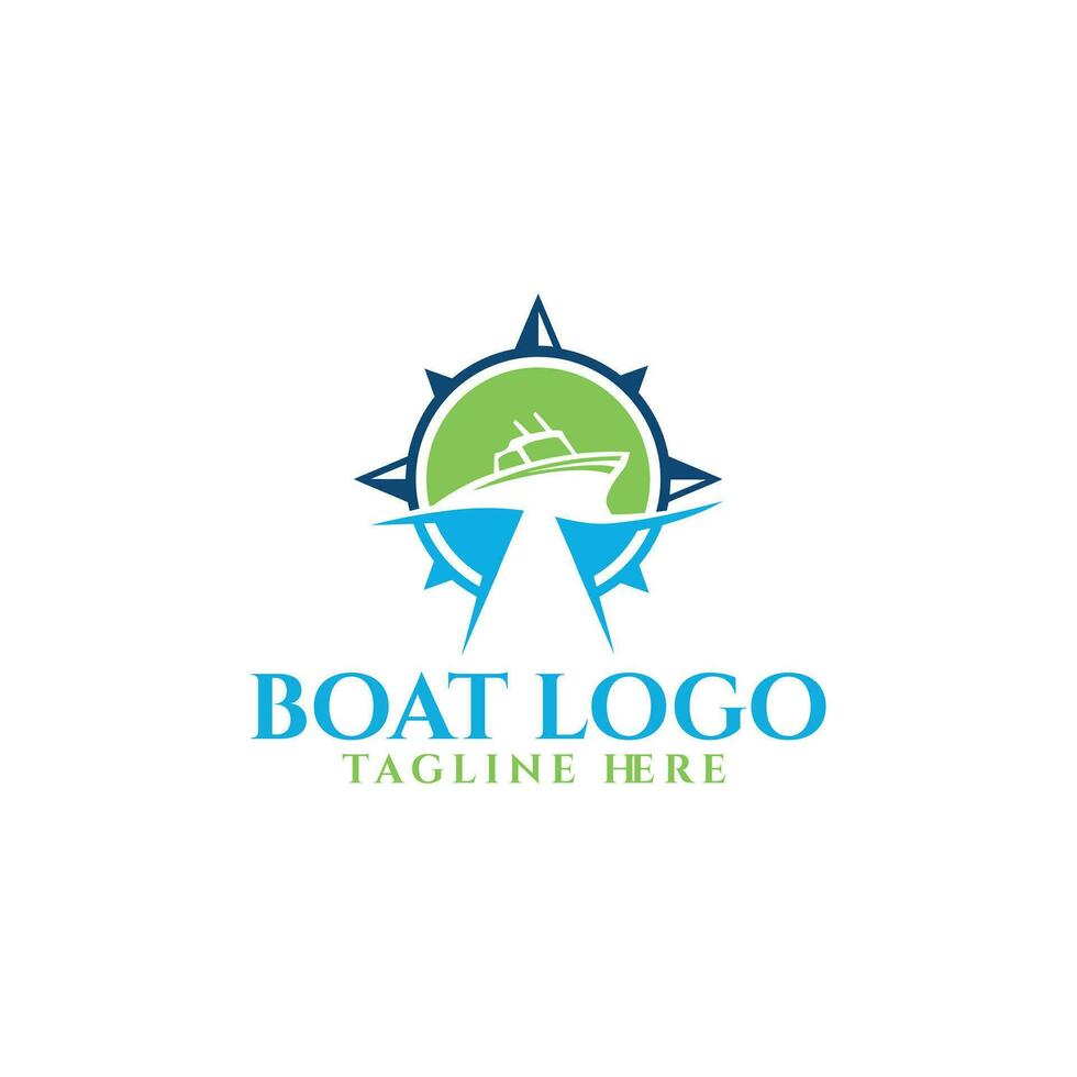 de logo van de schip in de zee golven vector