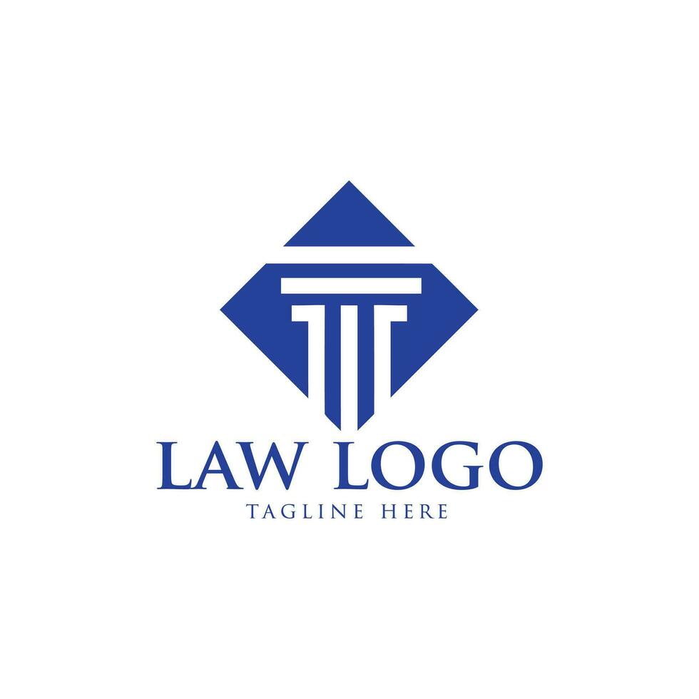 gerechtigheid wet logo ontwerp sjabloon. advocaat logo met pijler vector