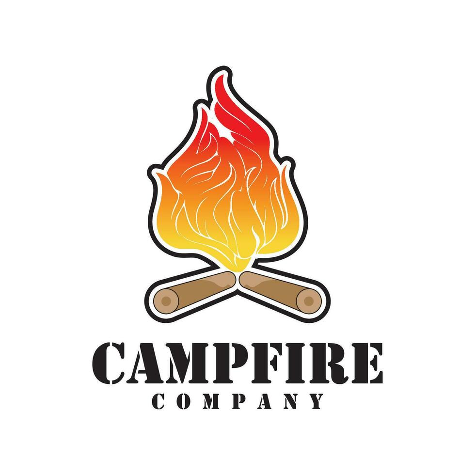 vreugdevuur kampvuur kamp brand plaats hout vlam wijnoogst retro vector