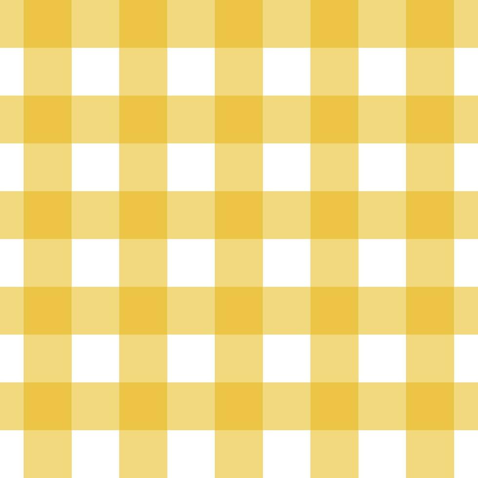 katoenen stof naadloos patroon met geel en wit kleur, schaakbord achtergrond, vierkant, tafelkleed, vector illustratie.