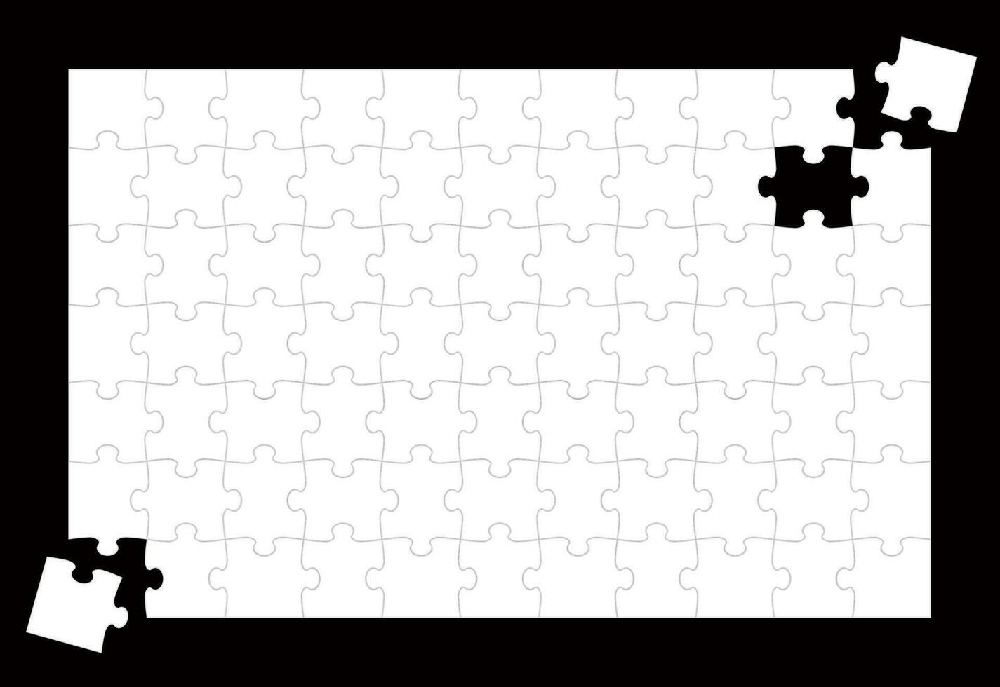 vector wit decoupeerzaag puzzel blanco achtergrond sjabloon geïsoleerd Aan een zwart achtergrond.