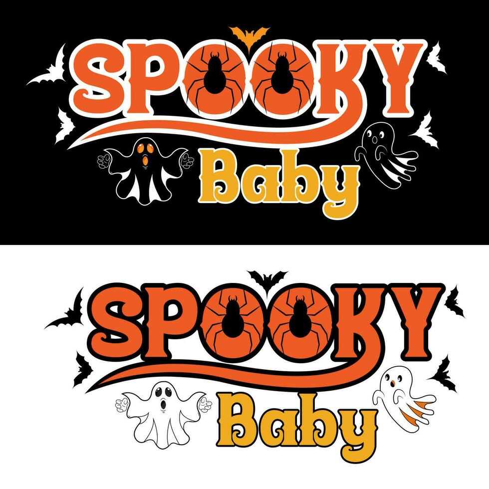 spookachtig baby. halloween t-shirt ontwerp. vector