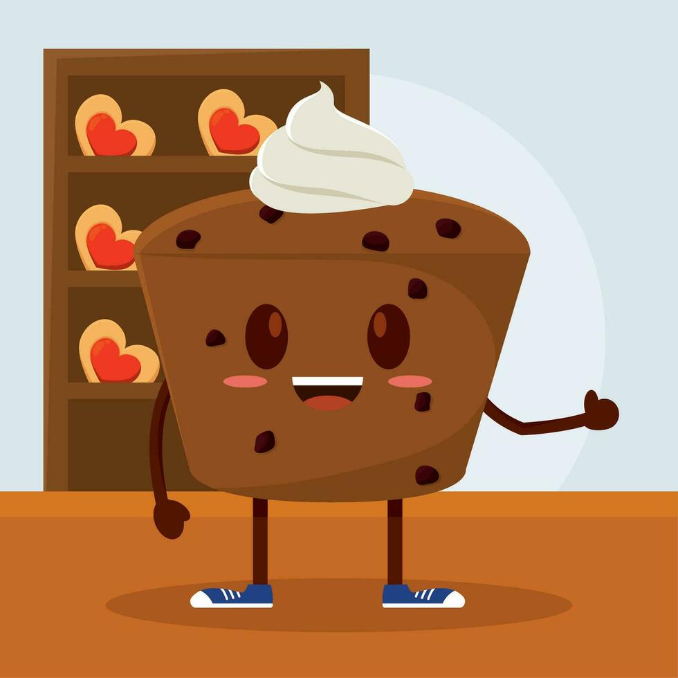 geïsoleerd schattig chocola muffin bakkerij Product karakter vector