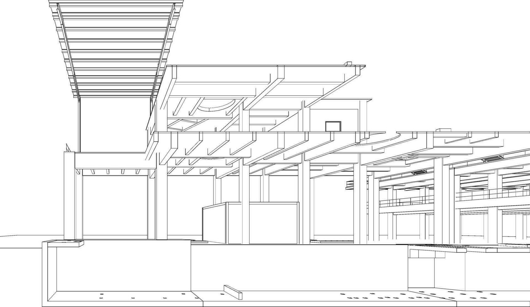 3d illustratie van industrieel gebouw vector