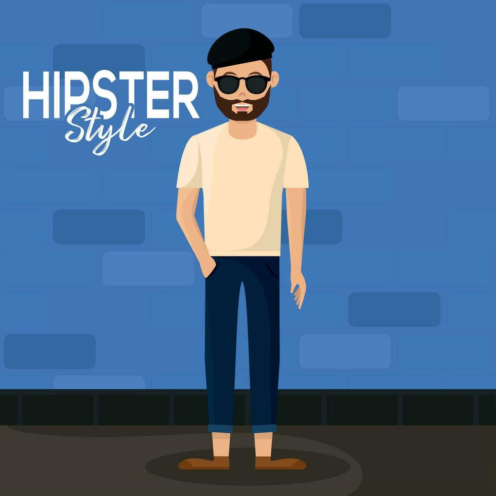 geïsoleerd knap mannetje hipster karakter vector
