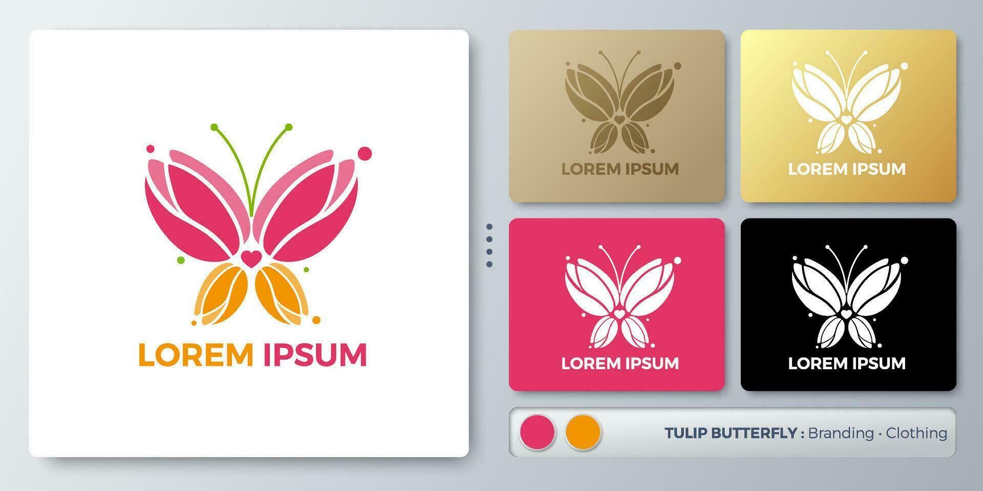 tulp vlinder logo ontwerp. blanco naam voor insert uw branding. ontworpen met voorbeelden voor allemaal soorten van toepassingen. u kan gebruikt voor bedrijf, identiteit, kunstmatig, milieu campagne, branding. vector