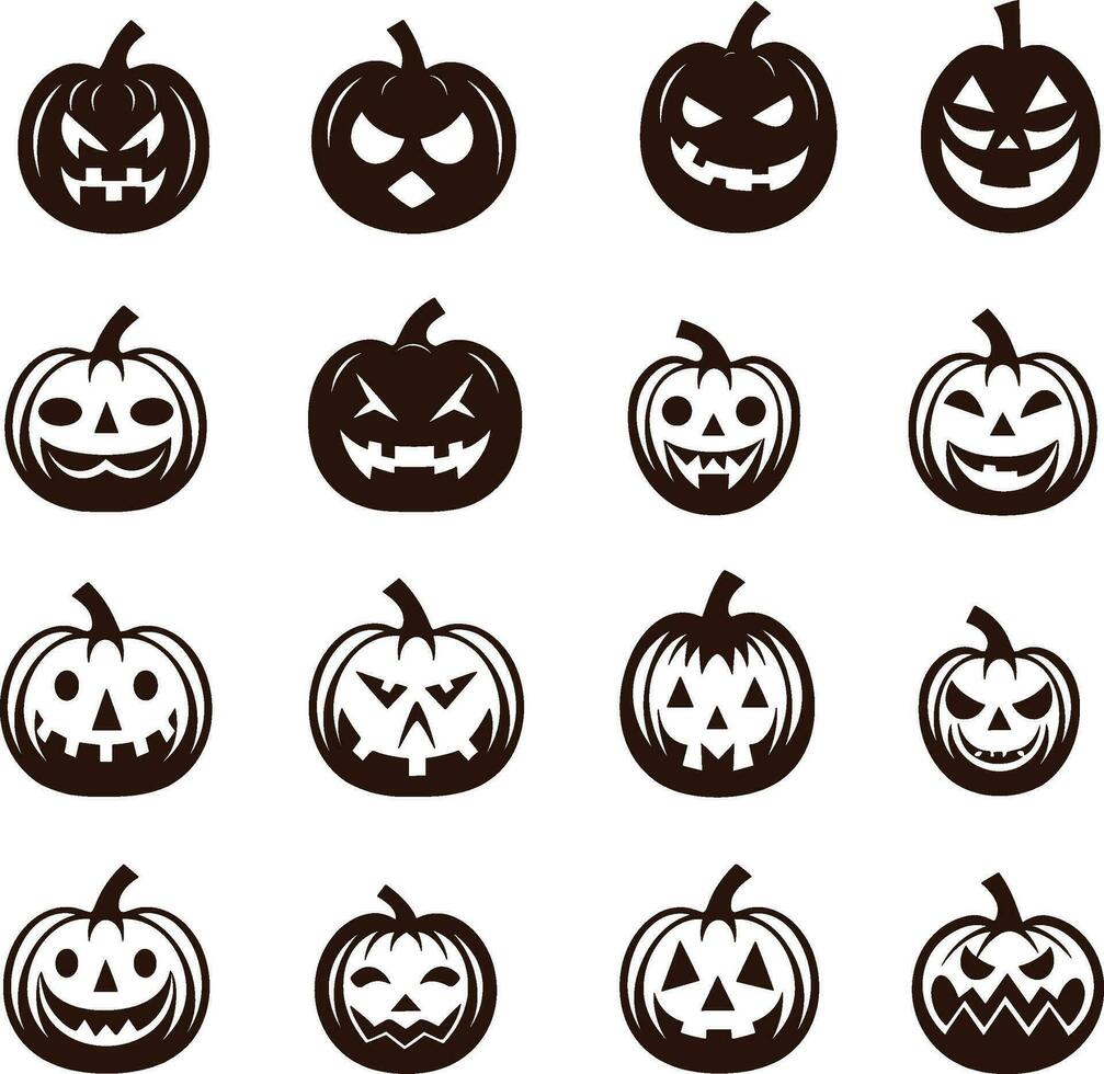 gelukkig halloween silhouet reeks verzameling van halloween vector elementen