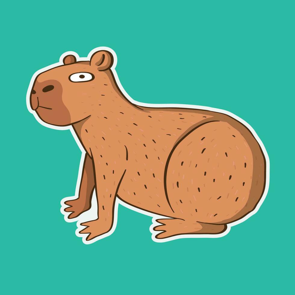 schattig vector illustratie van schattig capibara. capibara sticker illustratie. capibara sticker.