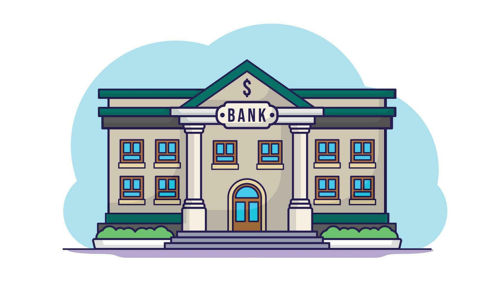 illustratie vector grafisch ontwerp van bank, afdeling kantoor regering met tekenfilm stijl of vlak ontwerp stijl en kinderen vriendelijk, mooi zo voor web ontwerp, kinderen boeken, tekenfilm, enz.