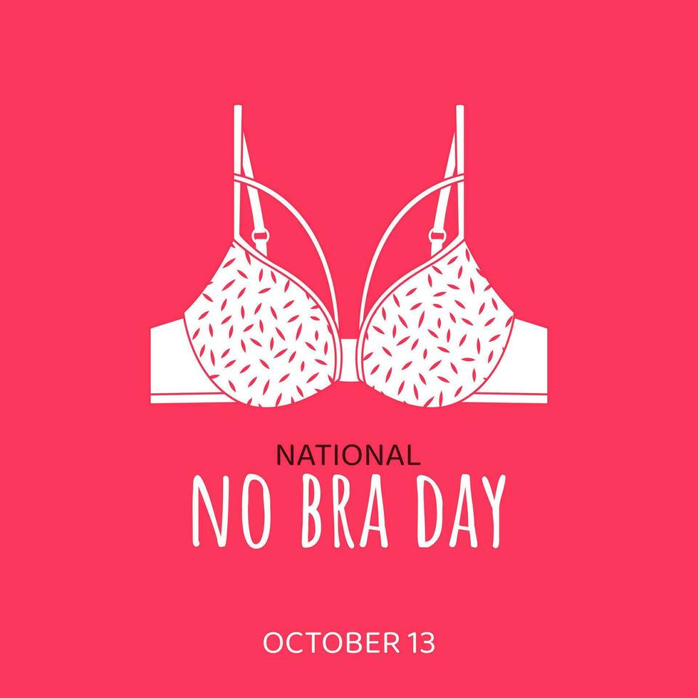 nationaal Nee beha dag. vector web banier, poster, omslag. wit push-up beha icoon geïsoleerd Aan helder roze achtergrond. borst kanker bewustzijn. Nee beha dag, oktober 13. Dames Gezondheid. borst Gezondheid zorg.