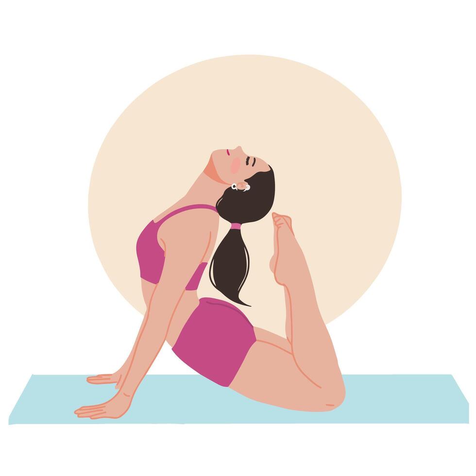 portret jong vrouw aan het doen yoga spinx houding cobra houding voor Gezondheid vector illustratie