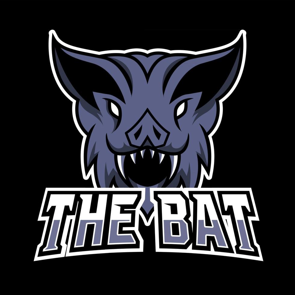 blauwe donkere vleermuis vampier mascotte sport esport logo sjabloon vector