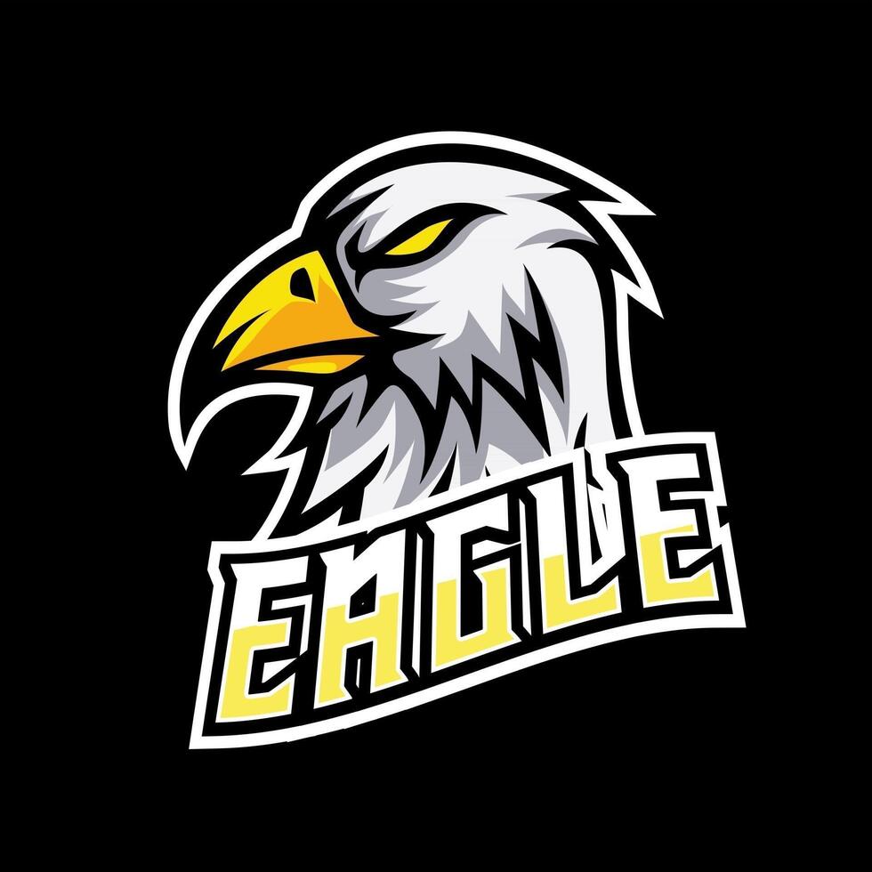 Eagle sport esport logo ontwerpsjabloon met witte vacht en oranje snavel vector