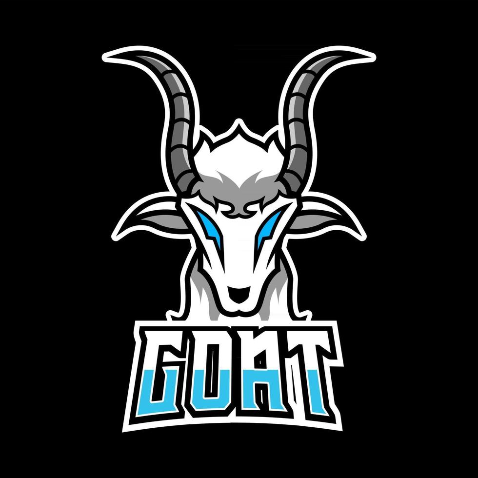 geit schaap mascotte sport esport logo gaming sjabloon zwarte vacht groene hoorn vector