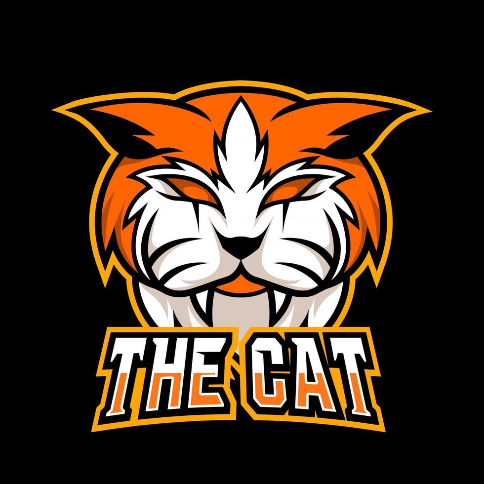 oranje boze kat mascotte gaming logo vector ontwerpsjabloon